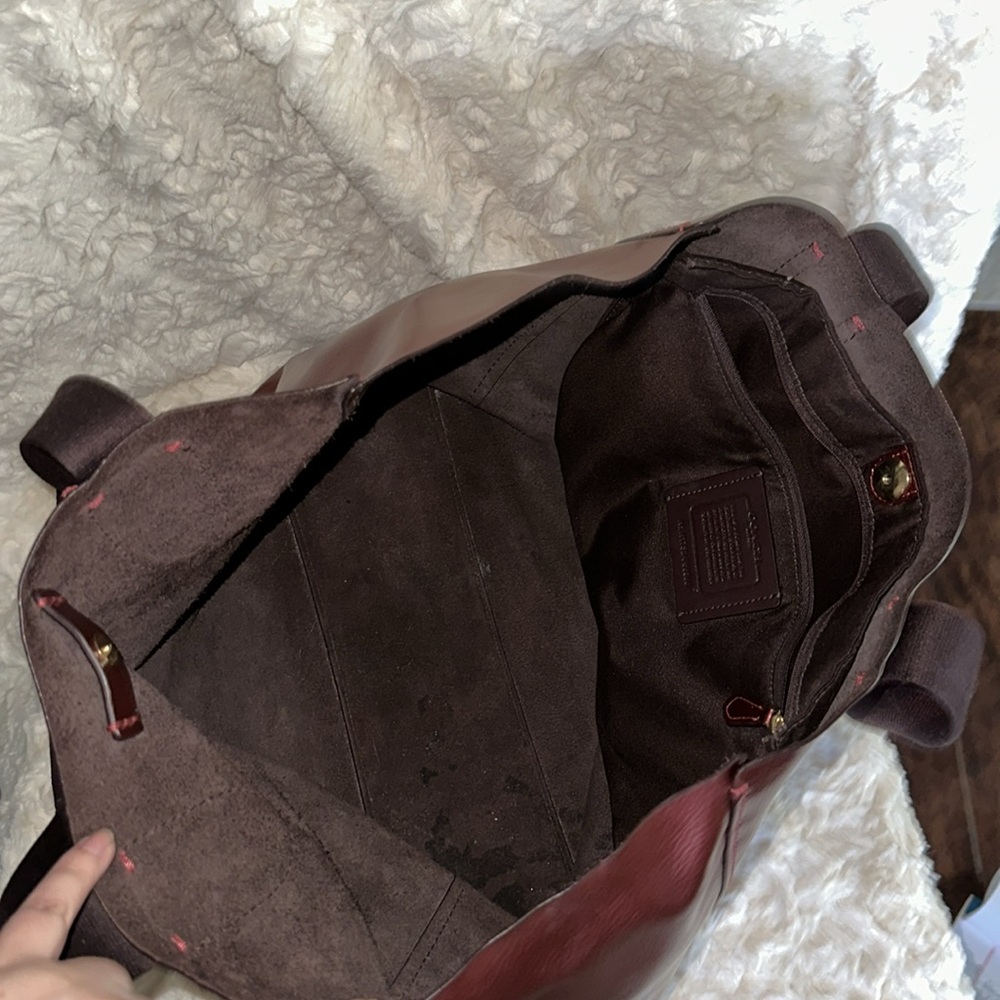 Coach Metallic Red Leather Derby Tote.       EUC - Picture 4 of 6